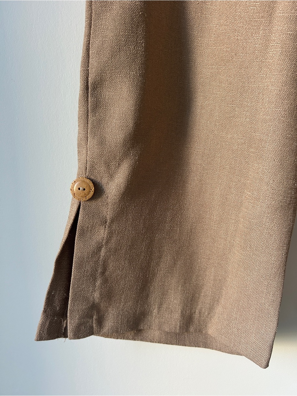 Men's Casual Brown Linen-Blend Pants - Picture 2 of 8